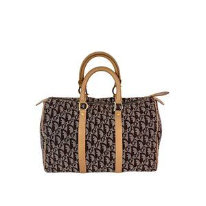 Christian Dior Vintage Trotter Diorissimo Medium Brown Boston Bag